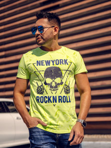 T-shirt con stampa da uomo verde-fluorescente Bolf Y70030A