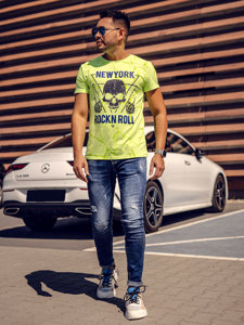 T-shirt con stampa da uomo verde-fluorescente Bolf Y70030A