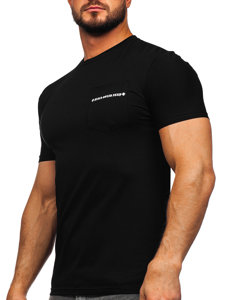 T-shirt con tasca con stampa da uomo nera Bolf MT3044