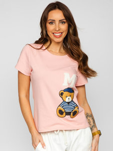 T-shirt con toppe da donna rosa Bolf 52352