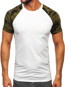 T-shirt da uomo bianco-mimetica Bolf 8T82