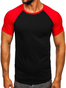 T-shirt da uomo nero-rossa Bolf 8T82