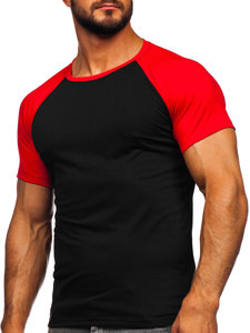 T-shirt da uomo nero-rossa Bolf 8T82