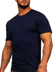 T-shirt di cotone da uomo blu Bolf 0001