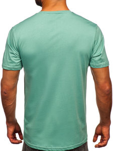 T-shirt di cotone da uomo verde menta Bolf 0001