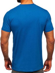 T-shirt in cotone con stampa da uomo azzurra Bolf 143001