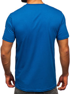 T-shirt in cotone con stampa da uomo azzurra Bolf 14784