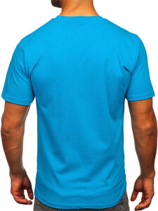 T-shirt in cotone con stampa da uomo azzurro Bolf 143000