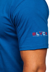 T-shirt in cotone con stampa da uomo azzurro Bolf 14739