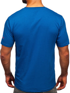 T-shirt in cotone con stampa da uomo azzurro Bolf 14739