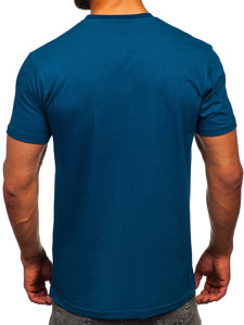 T-shirt in cotone con stampa da uomo azzurro scura Bolf 143008