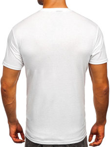 T-shirt in cotone con stampa da uomo bianca Bolf 0404T