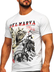 T-shirt in cotone con stampa da uomo bianca Bolf 143008