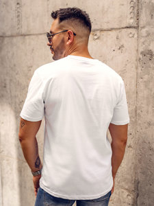 T-shirt in cotone con stampa da uomo bianca Bolf 143017A