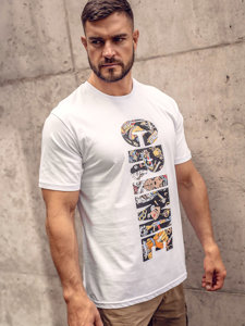 T-shirt in cotone con stampa da uomo bianca Bolf 143023A