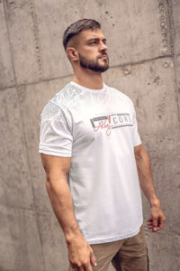 T-shirt in cotone con stampa da uomo bianca Bolf 14710A