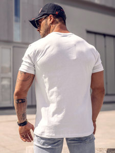 T-shirt in cotone con stampa da uomo bianca Bolf 14720A