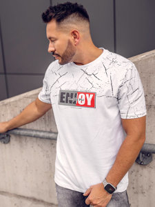 T-shirt in cotone con stampa da uomo bianca Bolf 147737A