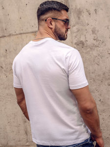 T-shirt in cotone con stampa da uomo bianca Bolf 14784A