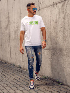 T-shirt in cotone con stampa da uomo bianca Bolf 14790A