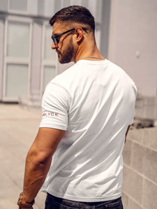 T-shirt in cotone con stampa da uomo bianco Bolf 14739A