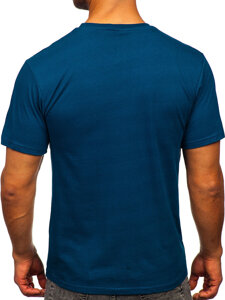 T-shirt in cotone con stampa da uomo blu Bolf 143000