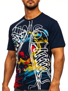 T-shirt in cotone con stampa da uomo blu Bolf 143000