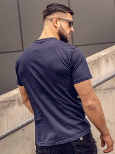 T-shirt in cotone con stampa da uomo blu Bolf 14728A