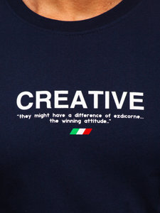 T-shirt in cotone con stampa da uomo blu Bolf 14759