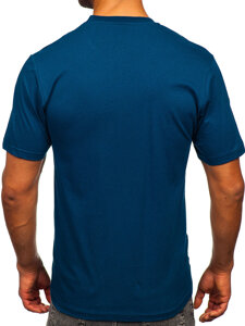 T-shirt in cotone con stampa da uomo blu Bolf 5035