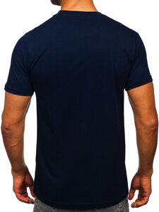 T-shirt in cotone con stampa da uomo blu inchiostro Bolf 5035