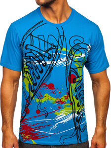 T-shirt in cotone con stampa da uomo bluette Bolf 143000