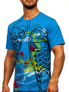 T-shirt in cotone con stampa da uomo bluette Bolf 143000