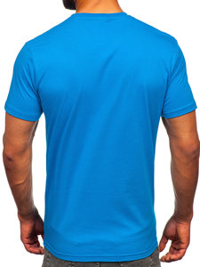 T-shirt in cotone con stampa da uomo celeste Bolf 143001