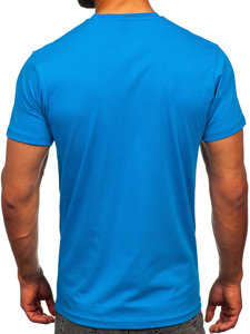 T-shirt in cotone con stampa da uomo celeste Bolf 143008