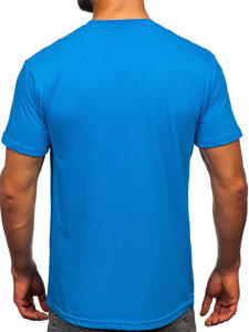 T-shirt in cotone con stampa da uomo celeste Bolf 14720