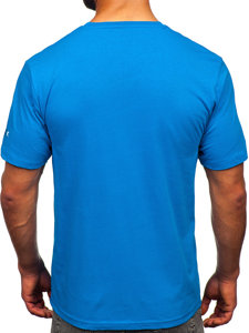 T-shirt in cotone con stampa da uomo celeste Bolf 14739