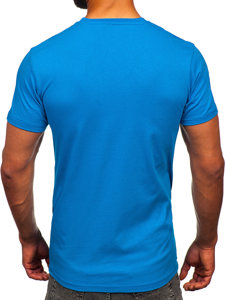 T-shirt in cotone con stampa da uomo celeste Bolf 14794