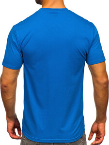 T-shirt in cotone con stampa da uomo celeste Bolf 5052