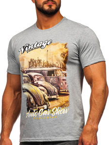 T-shirt in cotone con stampa da uomo grigia Bolf 143001