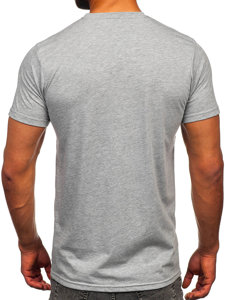 T-shirt in cotone con stampa da uomo grigia Bolf 143001