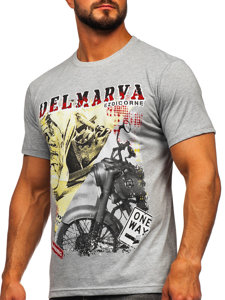 T-shirt in cotone con stampa da uomo grigia Bolf 143008