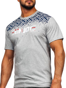 T-shirt in cotone con stampa da uomo grigia Bolf 14720