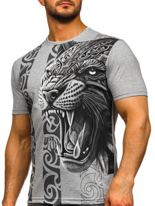 T-shirt in cotone con stampa da uomo grigio Bolf 5040