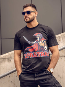 T-shirt in cotone con stampa da uomo nera Bolf 143017A