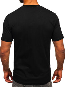 T-shirt in cotone con stampa da uomo nera Bolf 143019