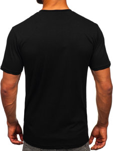 T-shirt in cotone con stampa da uomo nera Bolf 143023