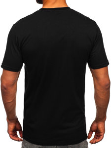 T-shirt in cotone con stampa da uomo nera Bolf 143024