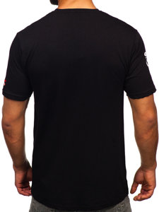 T-shirt in cotone con stampa da uomo nera Bolf 14709