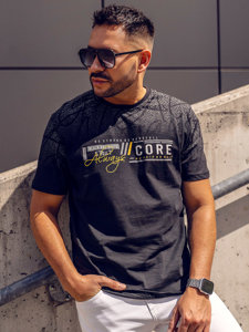 T-shirt in cotone con stampa da uomo nera Bolf 14710A